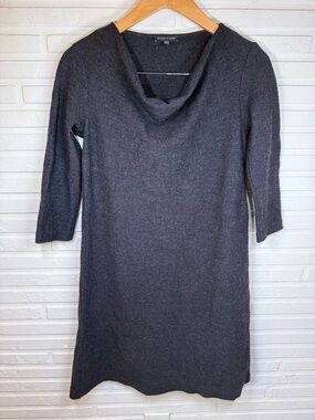 Eileen Fisher Gray Wool Long Sleeve Cowl Neck Dress, Women’s Size extra small